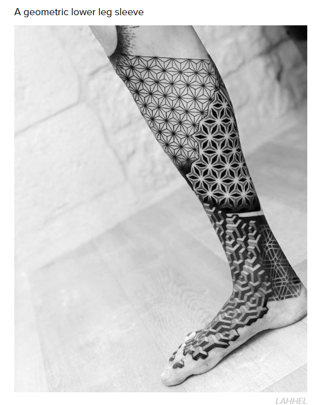 A geometric lower leg sleeve Ananananna Souvisnin Sen Www Lahhel