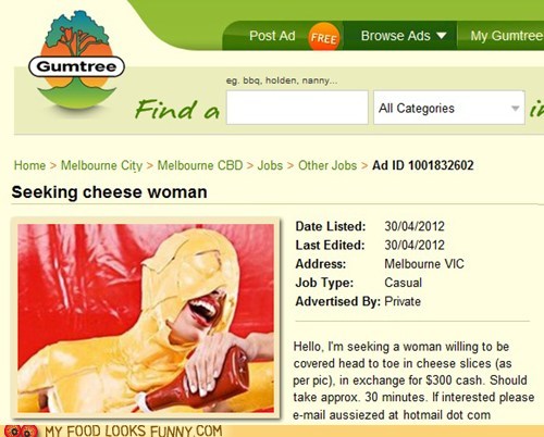Seeking cheese woman !!