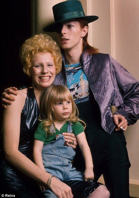 David Bowie with his first wife and daughter