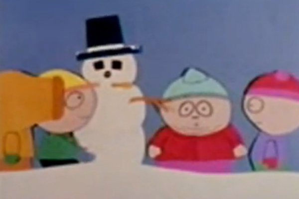 If this image doesn't look as polished and professional as what you'd normally expect to see in a 'South Park' episode, that's because it's not. It's from a precursor of the show. The "Jesus vs Frosty" animated film was made by Trey Parker and Matt Stone way back in 1992 when they were students at the University of Colorado. Film production involved only construction paper, glue and an old 8mm film camera. But that very first short movie ultimately led to the making of the highly popular comedy series.