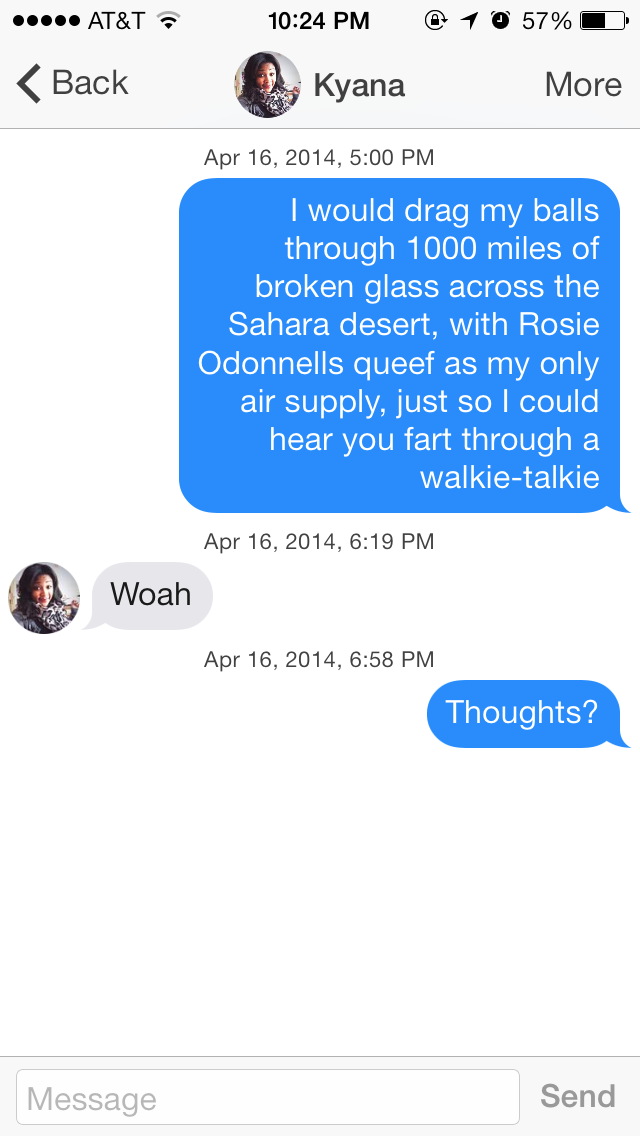 tinder opening lines - ..... At&T a @ 1 0 57% O