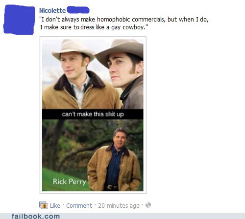 Rick Perry = gay homophobic cowboy
