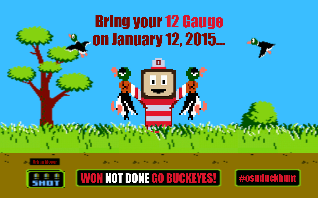 osuduckhunt GoBucksOhio State Buckeyes face the Oregon Ducks in the 2015 College Football Playoff National Championship game on January 12, 2015.