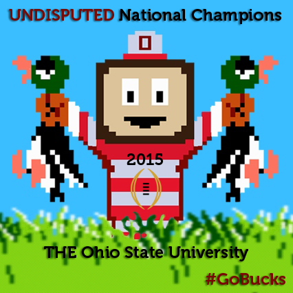 Ohio State Buckeyes win the 1st CFP National Championship 2015.

UNDISPUTED National Champions.

#GoBucks #osuduckhunt