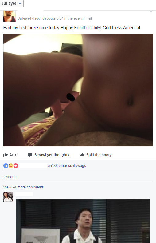 Guy on facebook had his first threesome
