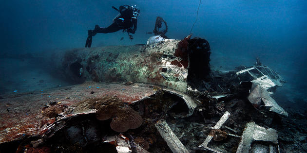 A wreck of a Mitsubishi G4M bomber.