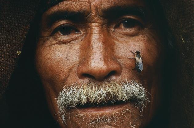 The Gurung men do their work without any protection from the bees.
