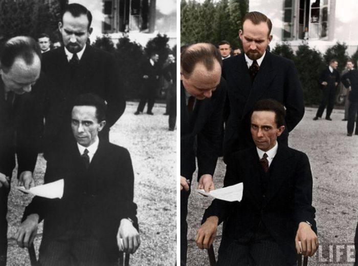 Joseph Goebbels scowling at photographer Albert Eisenstaedt after finding out hes Jewish 1933