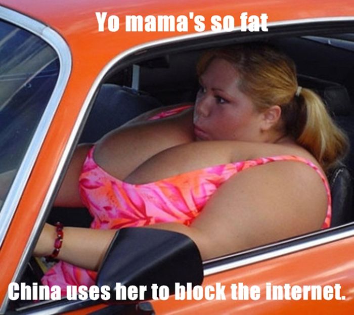 old school yo mama jokes - Yo mama's so fat China uses her to block the internet.