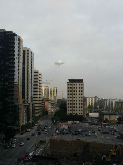 Seattle's Space Needle in the fog