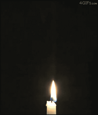 Smoke from a candle is set on fire
