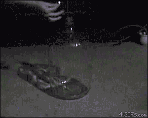 Flammable fluid in a glass jar