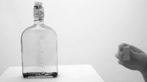 Ferrofluid in a glass bottle