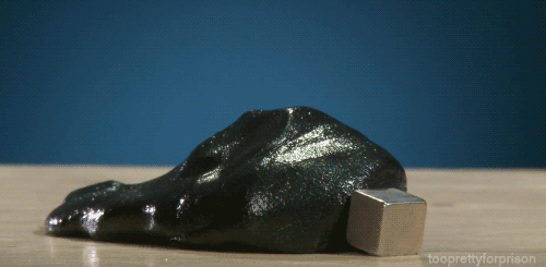 And magnetic putty swallowing a metal cube whole
