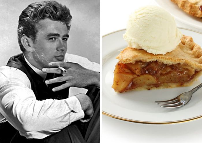 James Dean Apple pie and a glass of milk.