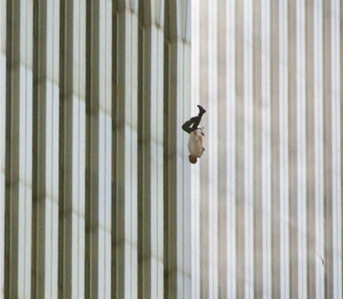 Man Falling from the World Trade Center on 911. The Falling Man.