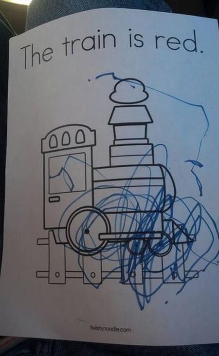 drawing - The train is red. 000 twistymoodie.com
