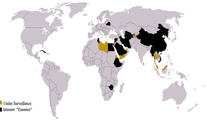 And these are all the countries that heavily restrict internet access today