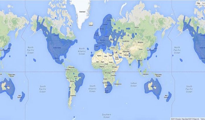 This is a map of where google street view is available