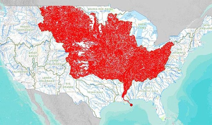 And these are all the rivers that feed into the Mississippi River