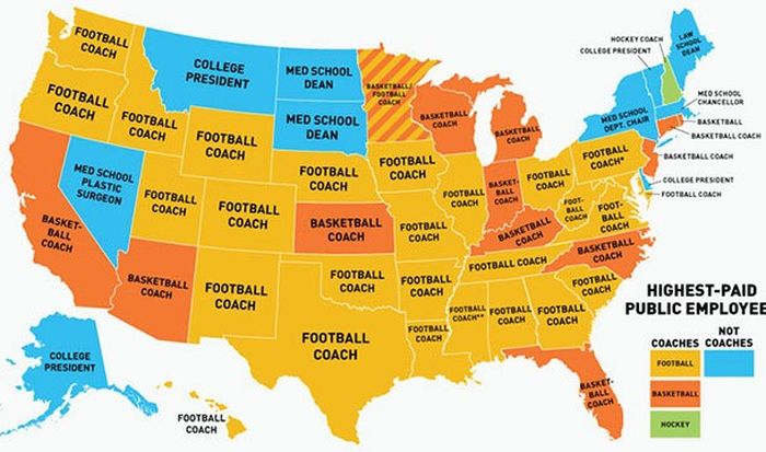 This is a rather depressing map of the highest paid public employees in the United States