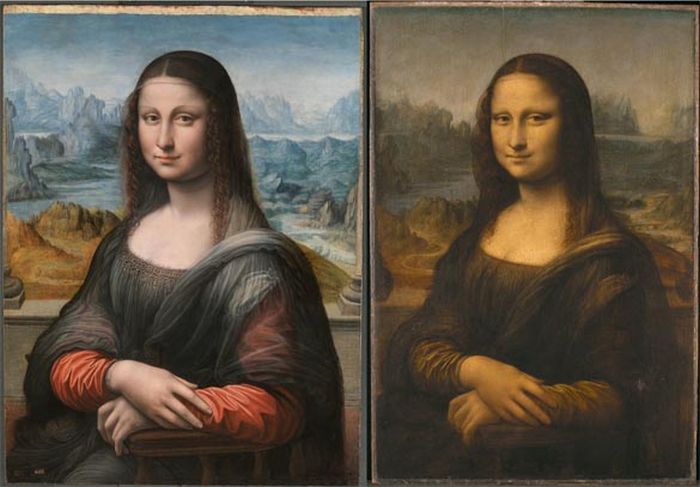Prados Mona Lisa. Painted along side Da Vinci by his apprentice: But the paint was persevered, showing us what the masterpiece would have looked like in 1517.