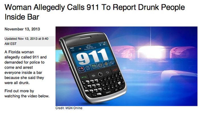 feature phone - Woman Allegedly Calls 911 To Report Drunk People Inside Bar Updated at Est U A Florida woman allegedly called 911 and demanded for police to come and arrest everyone inside a bar because she said they were all drunk. Find out more by watch