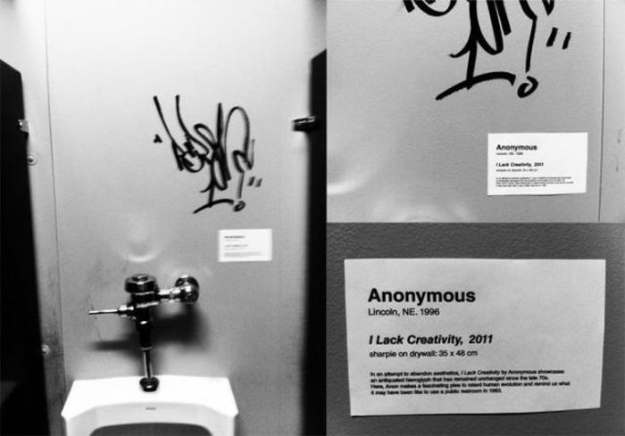 art tag - Anonymous Anonymous Lincoln, Ne. 1996 I Lack Creativity, 2011 sharple on drywait 35 x 48 cm