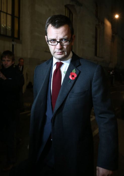 Downing Street's former director of communications and News Of The World editor Andy Coulson departs the Old Bailey following denying the charges against him at the phone-hacking conspiracy trial in London, England.