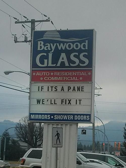 street sign - Baywood Glass Auto Residential Commercial If Its A Pane We'Ll Fix It Mirrors Shower Doors