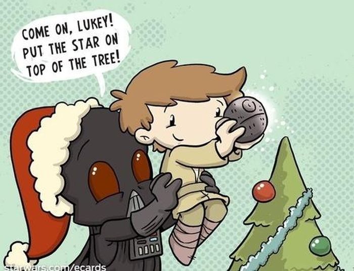 star wars christmas funny - Come On, Lukey! Put The Star On Top Of The Tree! Starwars.comecards