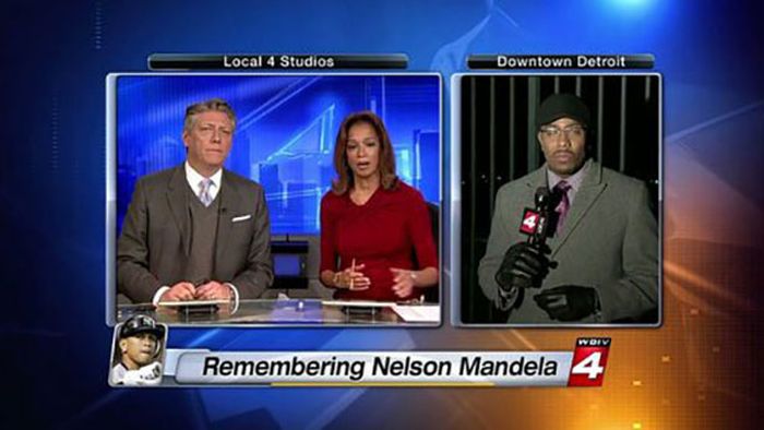 television program - Local 4 Studios Downtown Detroit Woiv Remembering Nelson Mandela