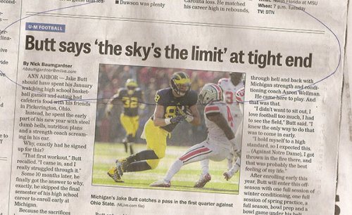 funny news newspaper - U U Dews was plenty na loss, Hematched his career ich in rebounds L ord at Msu Whor 7.m. 1 Tv On UM Football Butt says 'the sky's the limit' at tight end de By Nick Bacardi bauer .com Ann ArborIle Butt should have spent his January 