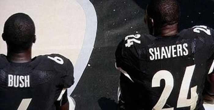 funny football jerseys next to one another - Shavers Bush