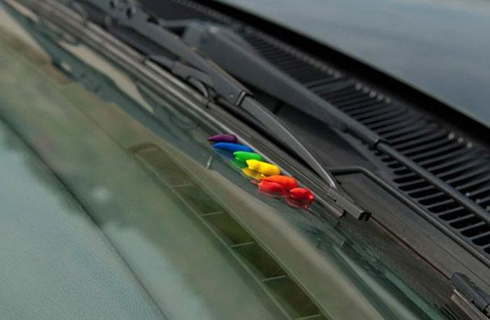 Turn their windshield wipers into a rainbow paintbrush