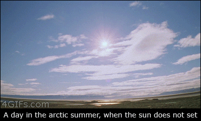 This is what it looks like during an arctic summer, when the sun does not set