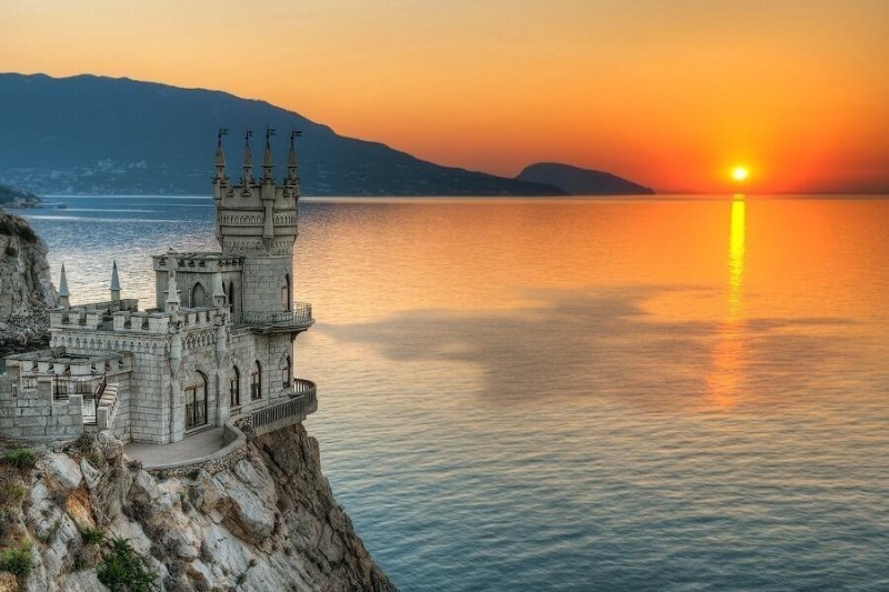 Swallows Nest Palace, Crimea, UkraineBuilt for an oil Baron in 1911, the Swallow's Nest is precariously placed on the Black Sea coast and overlooks the mesmerising waters of Ai-Todor Cape.