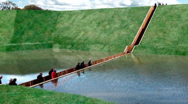 This remarkable bridge is called Fort de Roovere, in Halsternen, The Netherlands