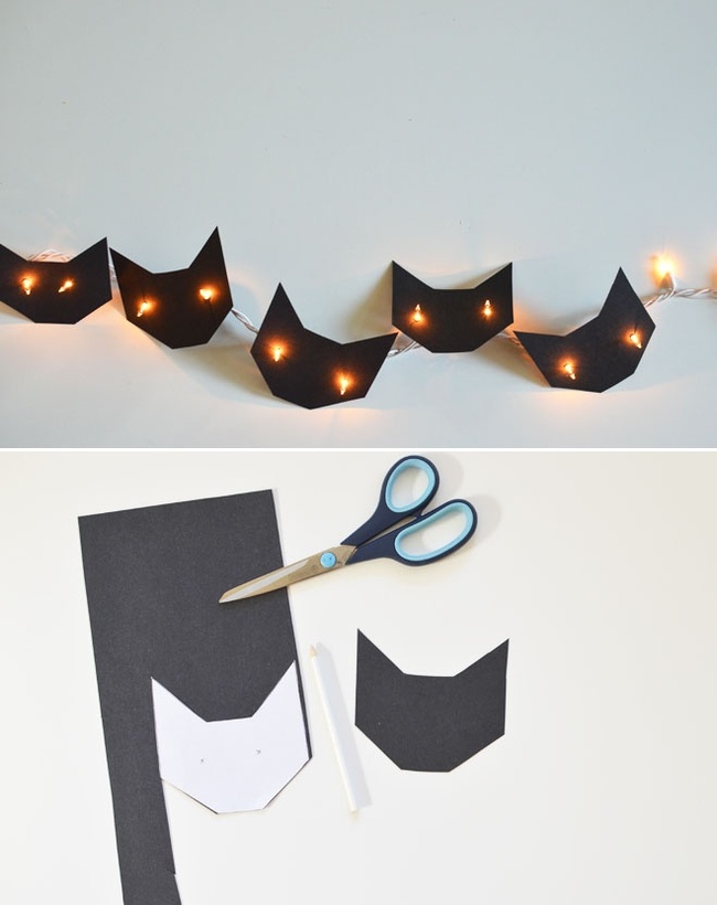 A little construction paper turns your holiday string lights into vampire bats!