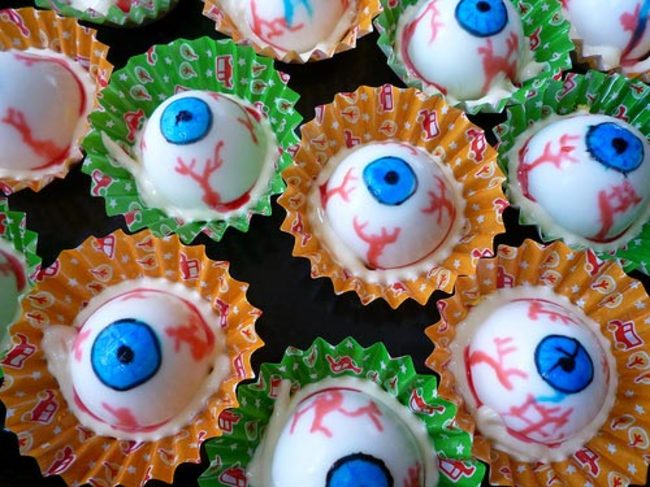 Deviled egg "eyeballs."