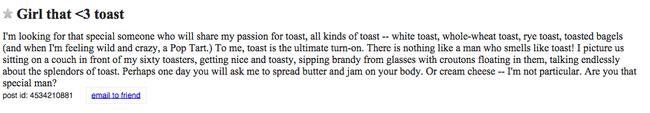 number - Girl that 3 toast I'm looking for that special someone who will my passion for toast, all kinds of toast white toast, wholewheat toast, rye toast, toasted bagels and when I'm feeling wild and crazy, a Pop Tart. To me, toast is the ultimate turnon