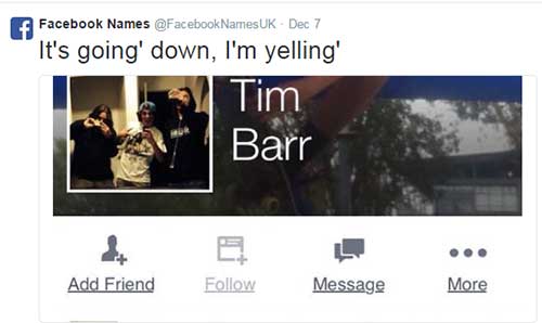 lyrics with names - Facebook Names Uk Dec 7 It's going' down, I'm yelling' Tim Barr Add Friend Message More