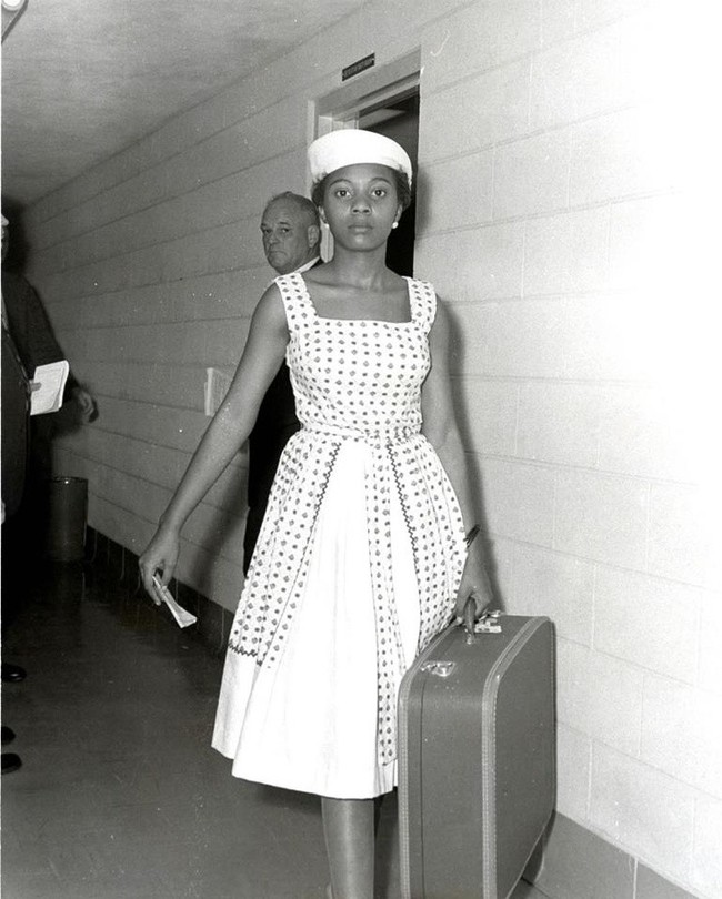 Voting activist Annie Lumpkins at the Little Rock city jail. 1961
