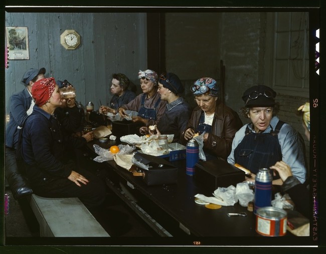 Railroad workers at lunch. Many were the wives and even mothers of the men who left for war. 1943