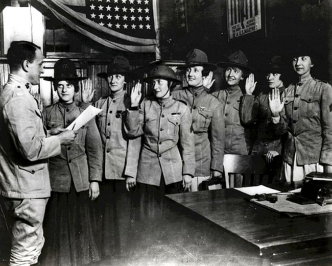Some of the first women sworn into US Marine Corps. August, 1918