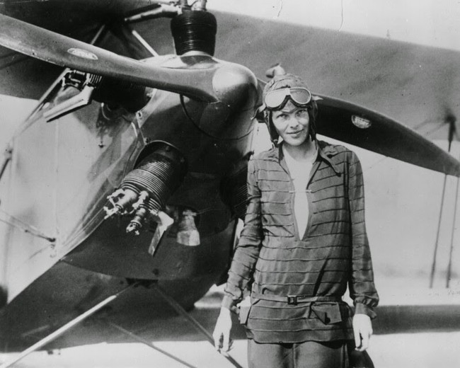 Aviator Amelia Earhart after becoming the first woman to fly an aircraft across the Atlantic Ocean. 1928
