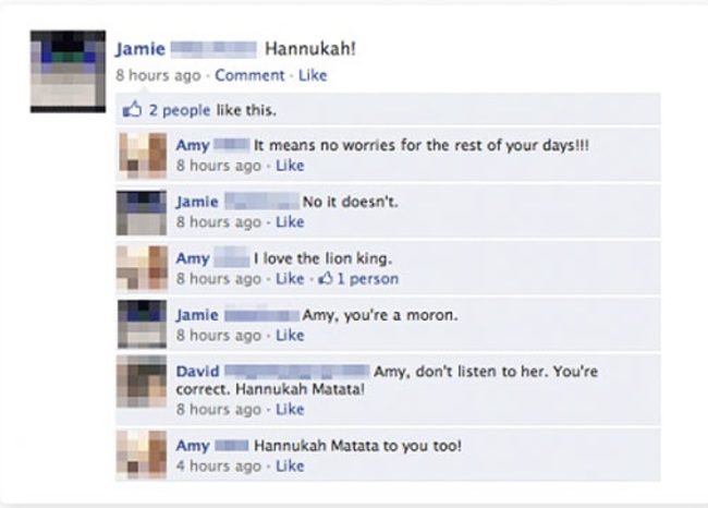 You only realize that its Hanukkah when you see your Jewish family members posting about it on Facebook