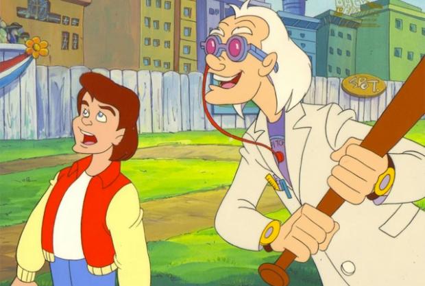 In the early 1990s Back To The Future Cartoon, Dan Castellaneta Homer Simpson was the voice of Doc Brown.