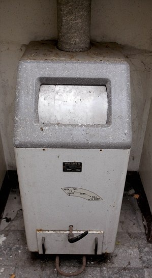 This is the incinerator, which lay unused for decades in the hospitals morgue.