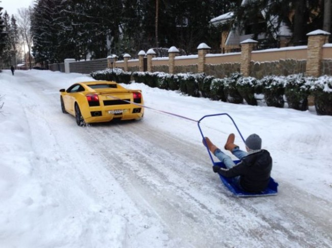 These people who know that any car can be a snowmobile if you want it to be
